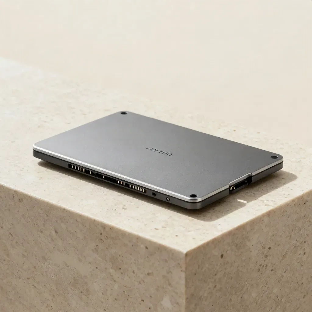 Graphite Crypto Axion module with two companions on travertine in soft studio light